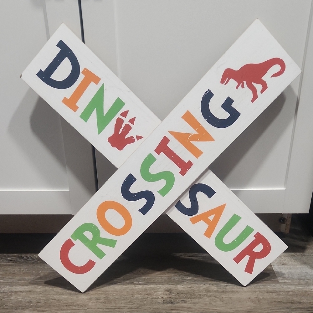 Dinosaur Crossing Sign - Multicolor